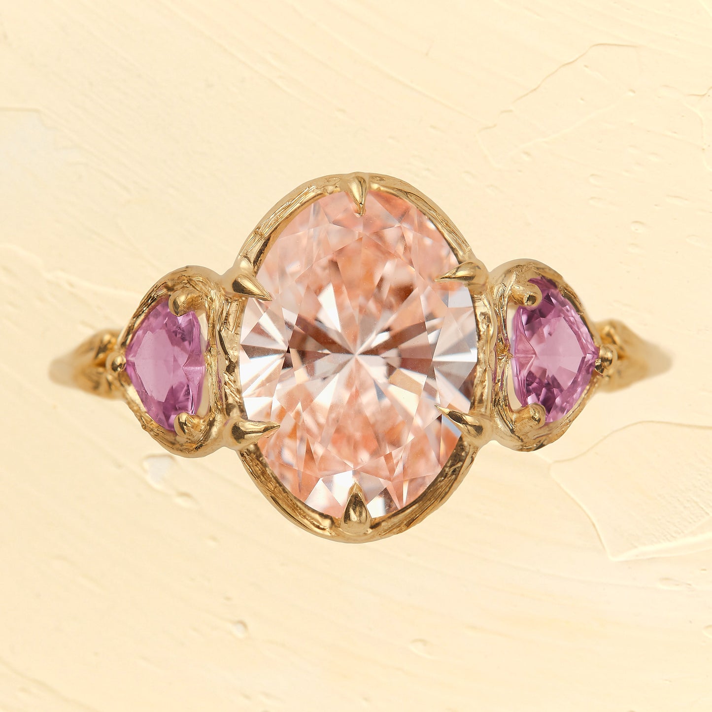 Glaze Love Ring - 2CT Light Pink Oval Diamond