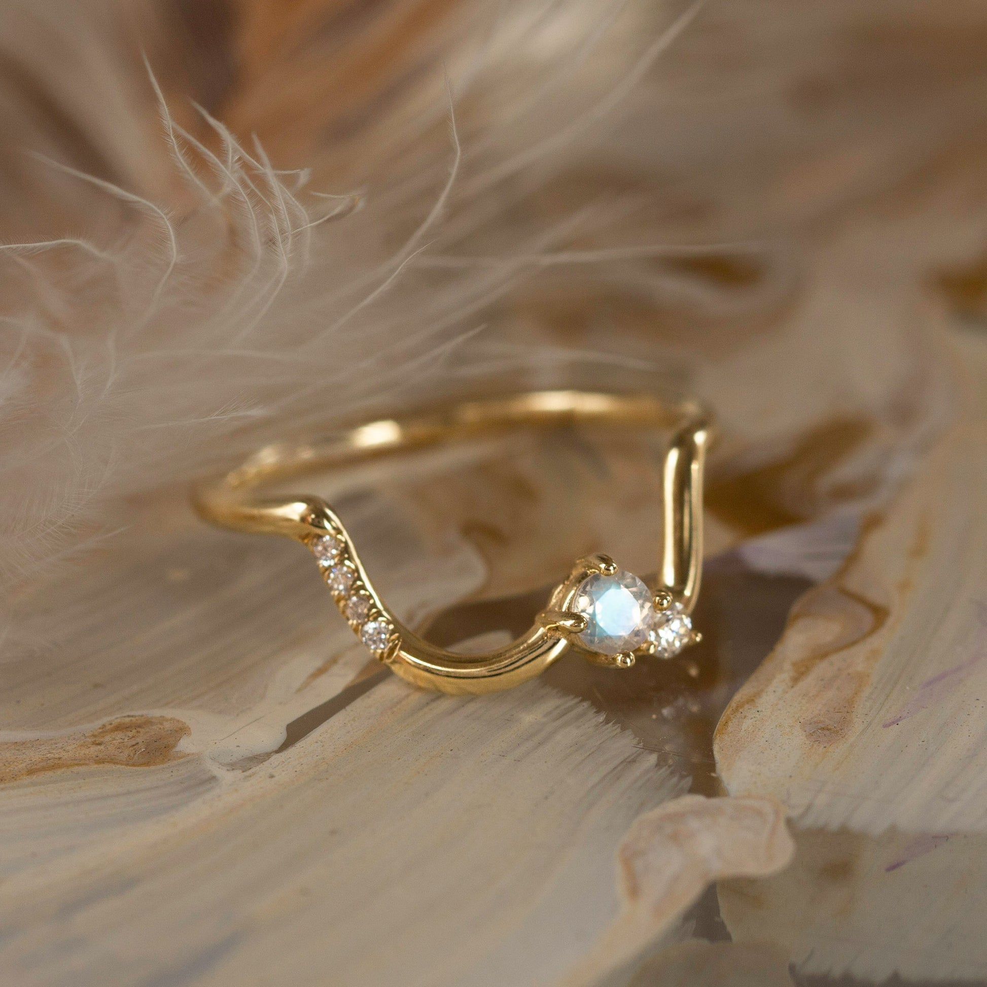 Le Conte Jewelry, fine jewelry, moonstone ring, fairy mist, 14k yellow gold, rose gold, white gold, diamond ring, unique rings, unique jewelry, wearable art, wedding band, promise ring, statement ring, painter jewelry, heirloom ring, bespoke jewelry, cocktail rings, slow fashion