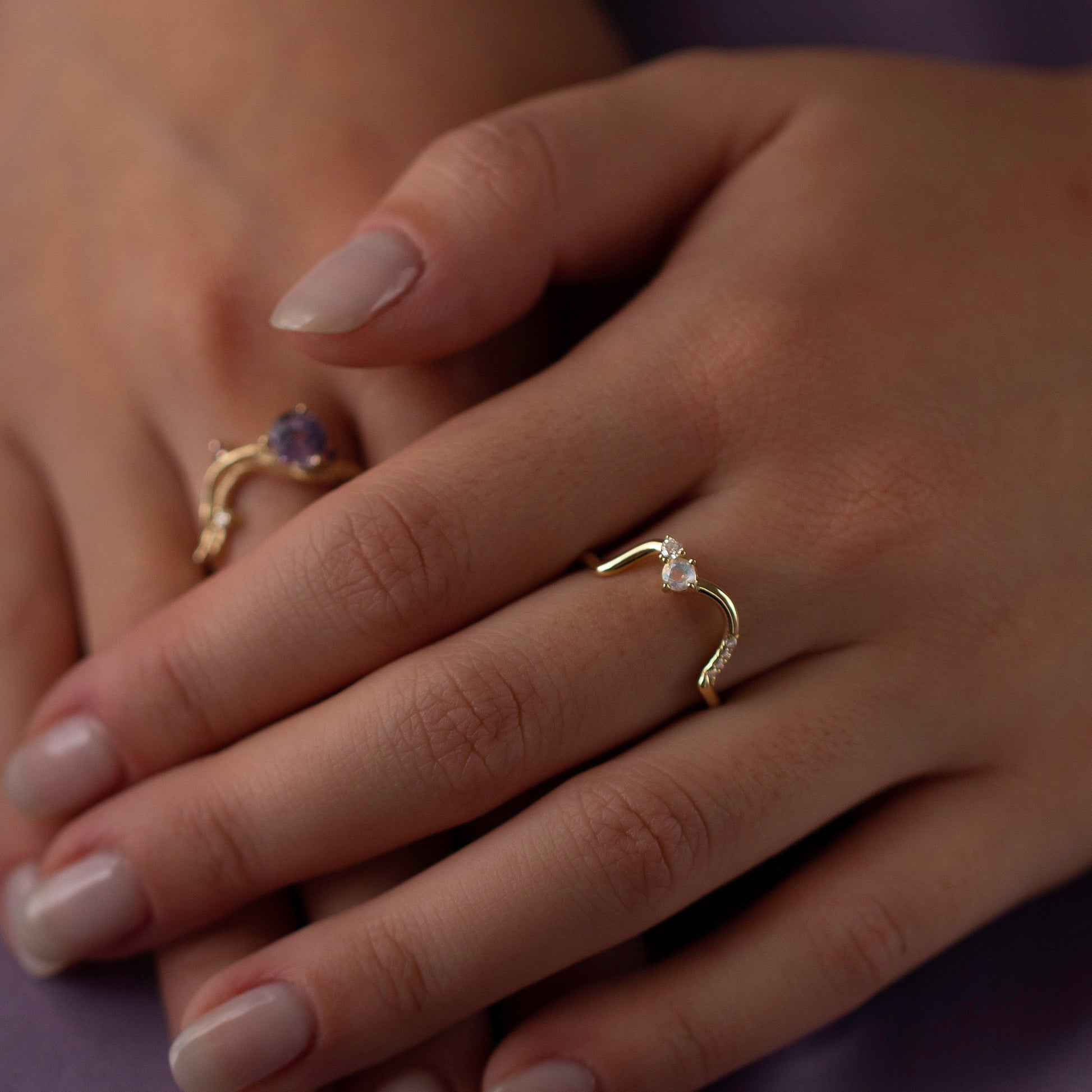 Le Conte Jewelry, fine jewelry, moonstone ring, fairy mist, 14k yellow gold, rose gold, white gold, diamond ring, unique rings, unique jewelry, wearable art, wedding band, promise ring, statement ring, painter jewelry, heirloom ring, bespoke jewelry, cocktail rings, slow fashion