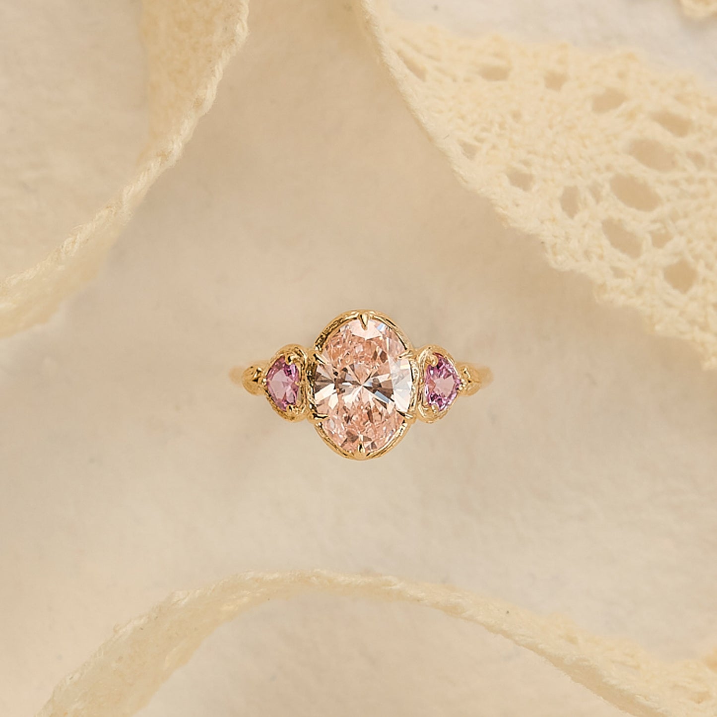 Glaze Love Ring - 2CT Light Pink Oval Diamond