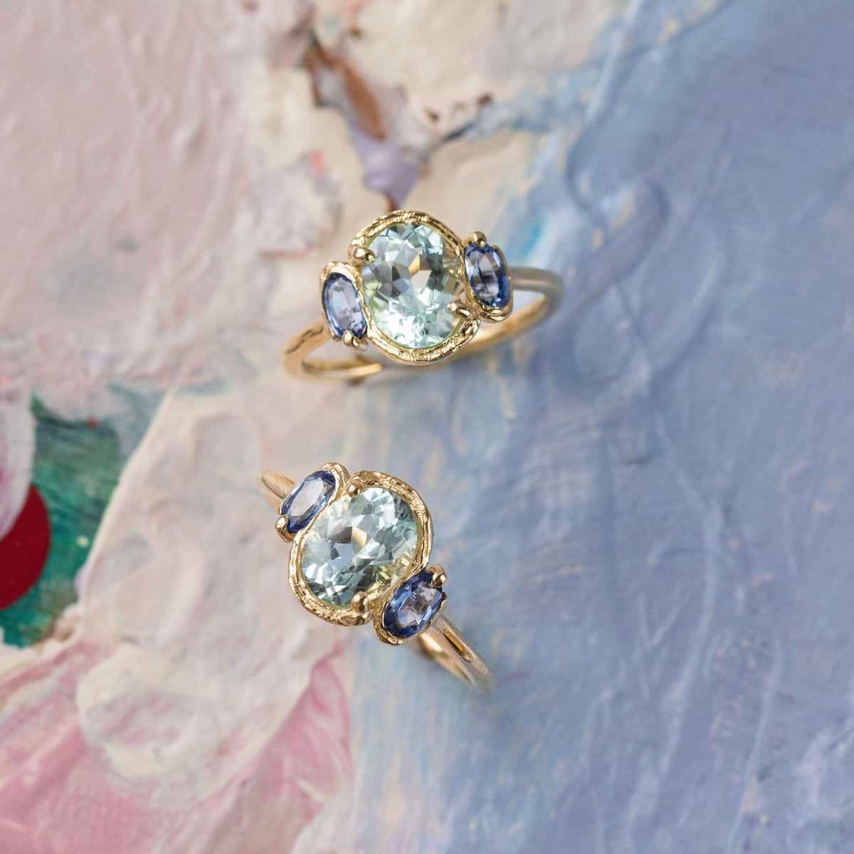 Maya Blue Aquamarine & Sapphire Ring | 14K Solid Gold – Le Conte