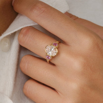 Glaze Love Ring - 2CT Light Pink Oval Diamond
