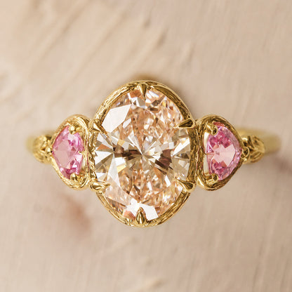 Glaze Love Ring - 2CT Light Pink Oval Diamond