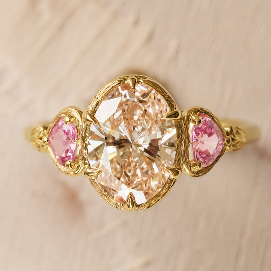 Glaze Love Ring - 2CT Light Pink Oval Diamond