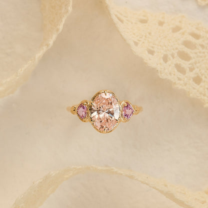 Glaze Love Ring - 2CT Light Pink Oval Diamond