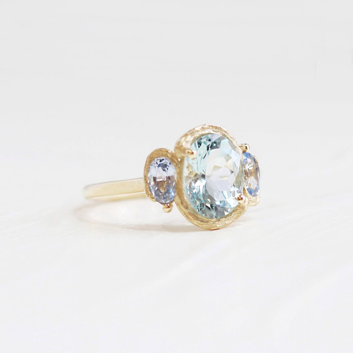 Maya Blue Aquamarine & Sapphire Ring | 14K Solid Gold – Le Conte