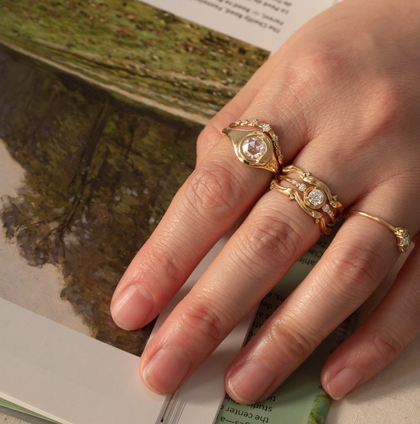 Van Gogh Rose-cut Diamond Signet Ring