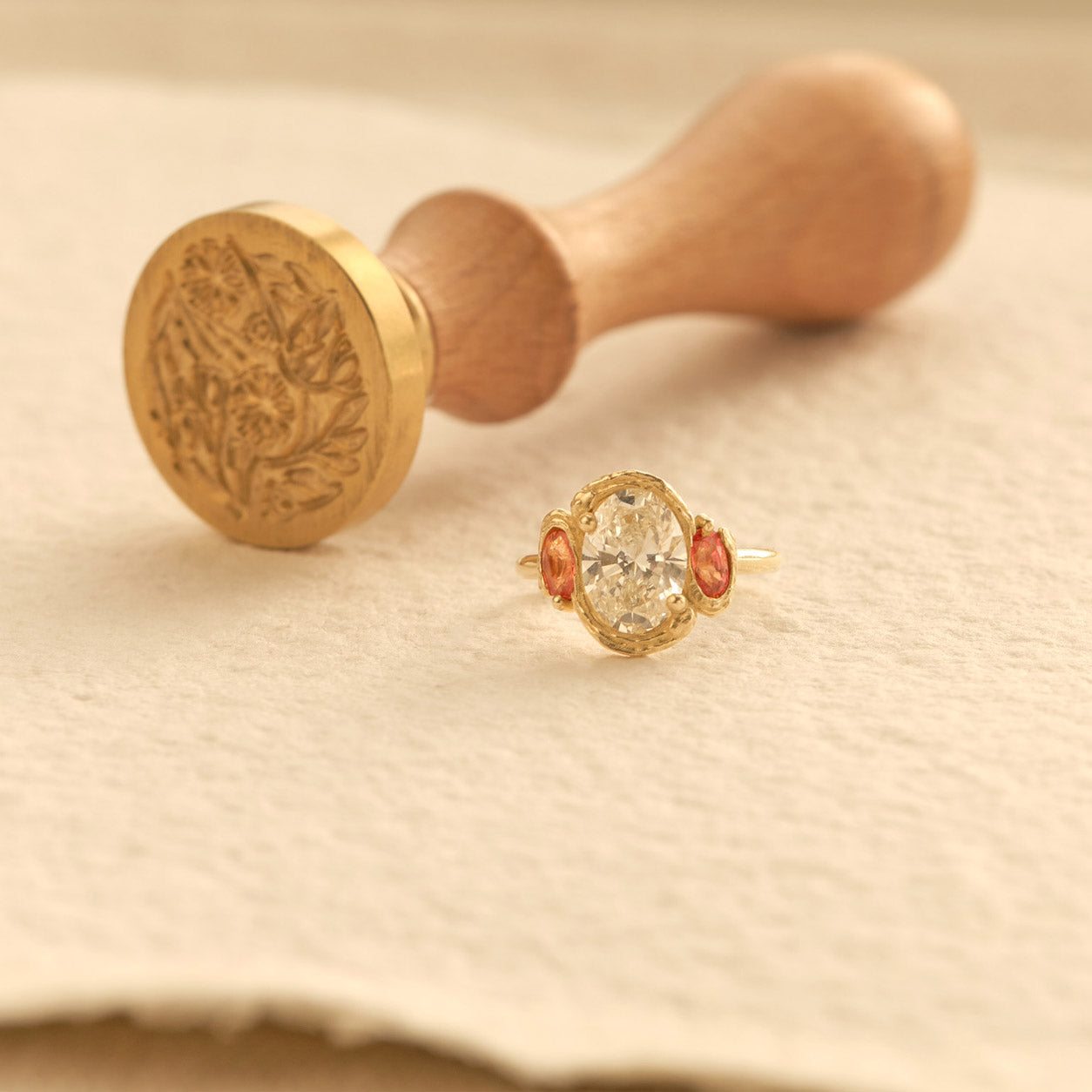 Glaze Maya Ring - 2CT Warm Tone Oval Diamond