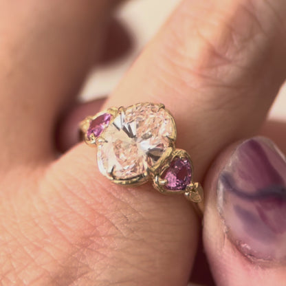 Glaze Love Ring - 2CT Light Pink Oval Diamond